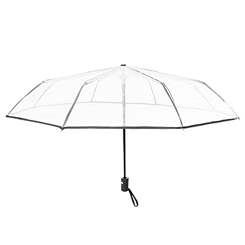 Haudang Paraguas transparente automático lluvia mujeres hombres sol lluvia lluvia coche paraguas paraguas paraguas compacto plegable resistente al viento paraguas transparente paraguas borde negro