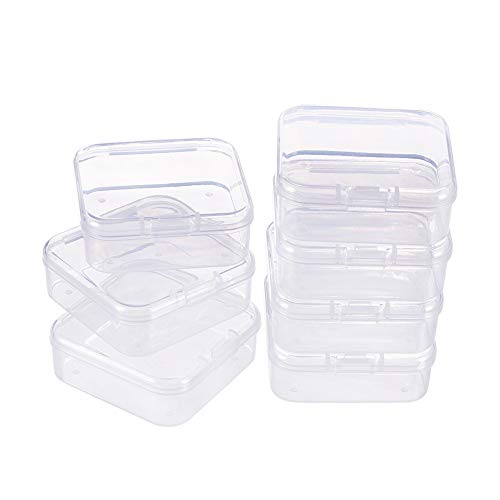 BENECREAT 18 Pack Caja de Contenedores de Almacenamiento de Plástico Transparente con Tapas Abatibles para Pastillas Hierbas Cuentas Pequeñas Joyería