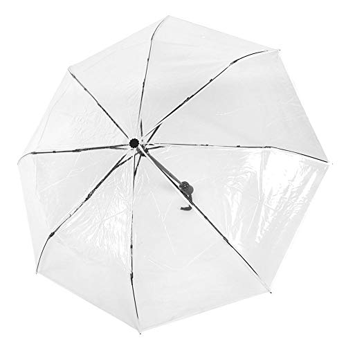 Paraguas transparente, Paraguas transparente portátil Plegable ligero automático Fácil de llevar para hombres y mujeres de todas las edades (Blanco)