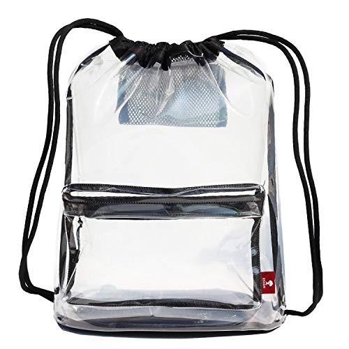Bolsa de gimnasio transparente con cordón para mochila y gimnasio, bolsa de cincha transparente, Transparente, talla única
